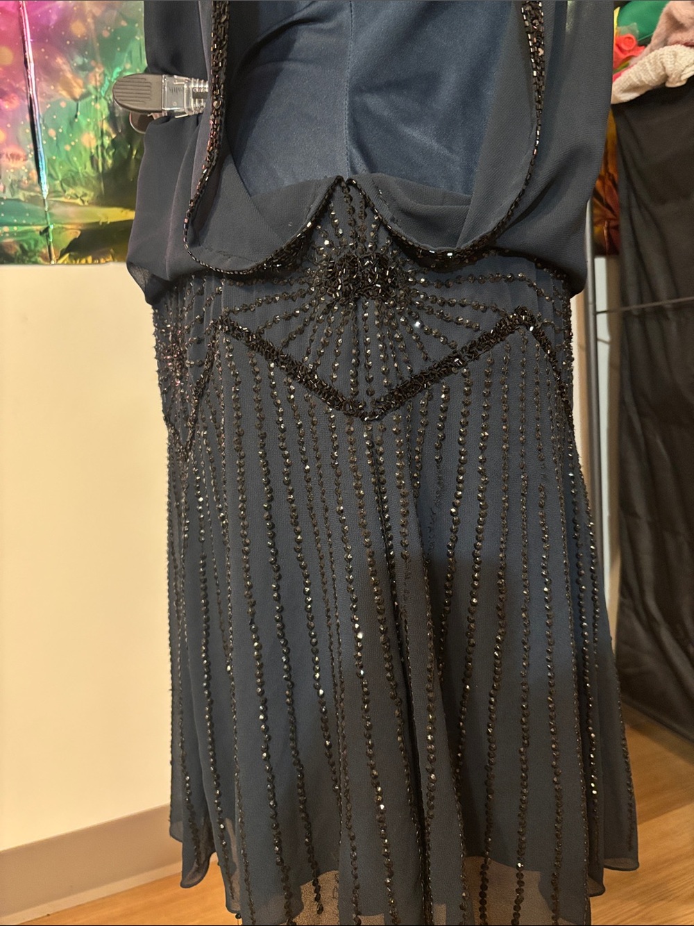 J Kara Navy Beaded Evening Dress - Picture 6 of 10